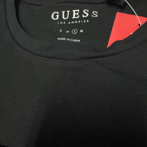 Guess Los Angeles W L Black T-Shirt  Carlee Triangle Tee Front Logo Embroidery - Picture 9 of 9